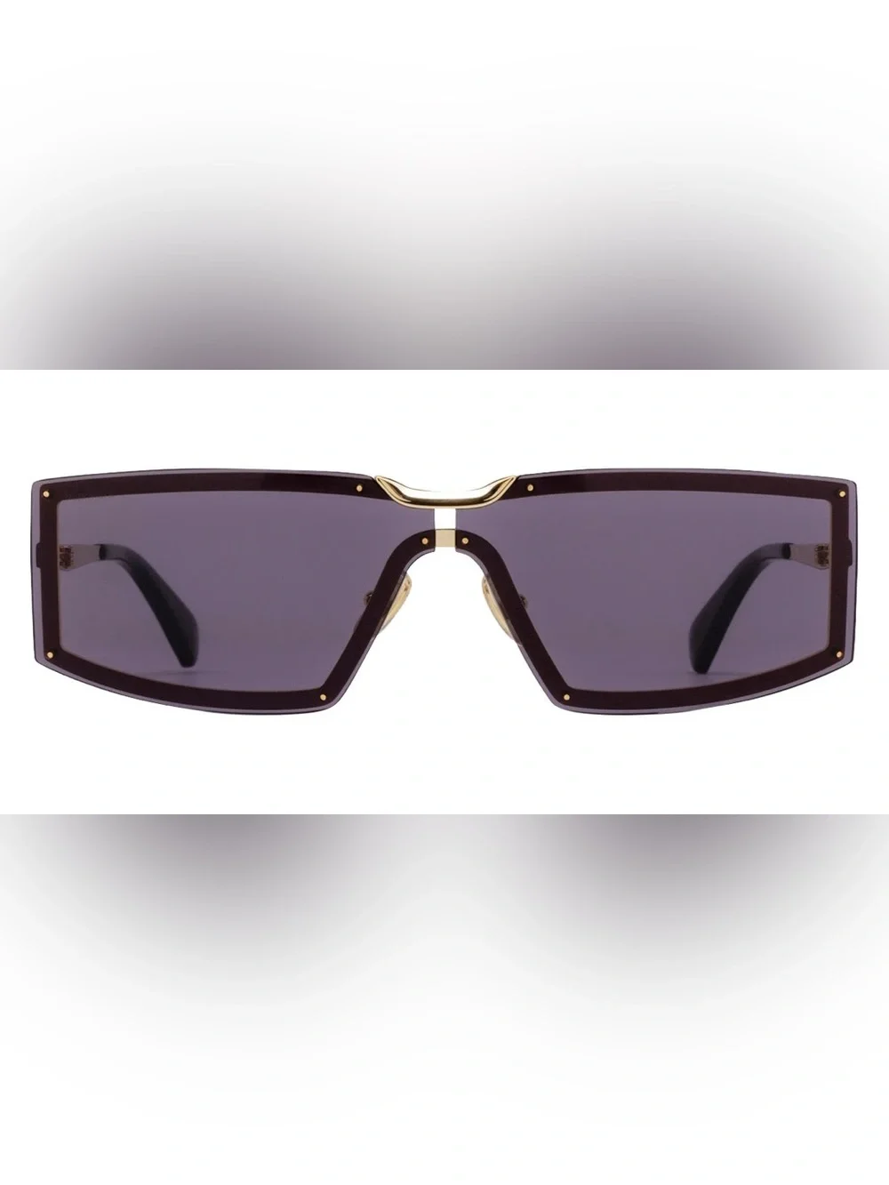 Max Mara Miller1 MM0118 Black Gold Shield Rectangular Sunglasses Women‎ Luxury